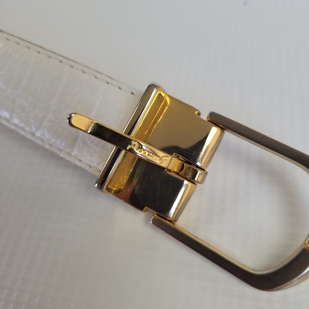 Pierre-g Women's White Belt Crocodile Leather " Made in Italy" Size 38
